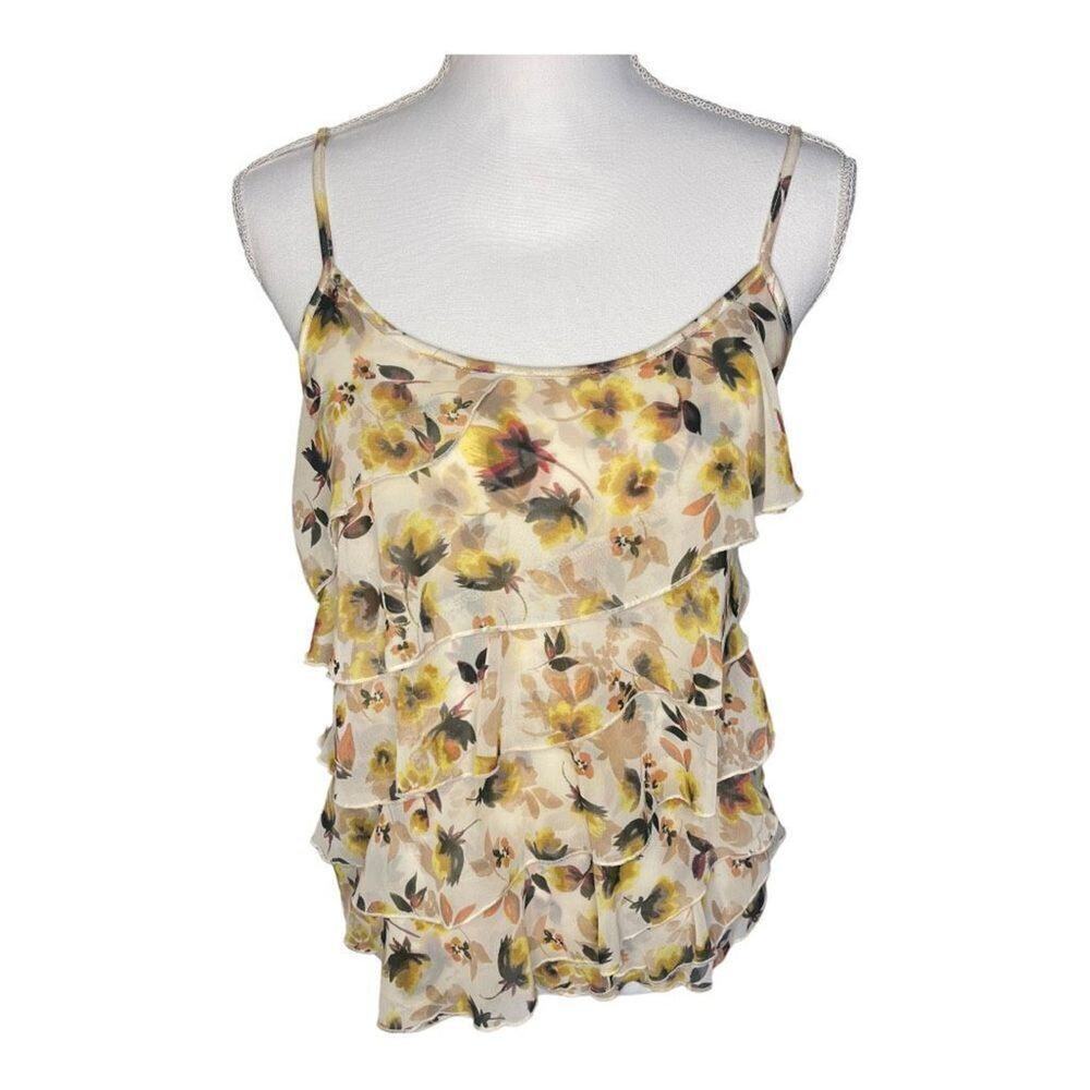 LC Lauren Conrad Size Small Ruffle Floral Sleeveless Adjustable Strap Tank Top